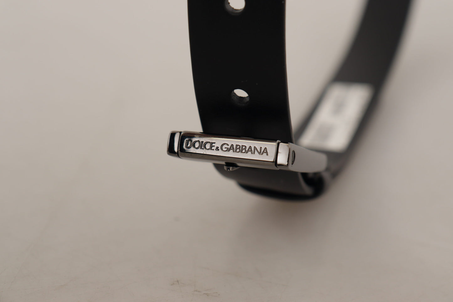 Dolce &amp; Gabbana Ceinture à boucle avec logo en acier vintage en cuir de veau noir