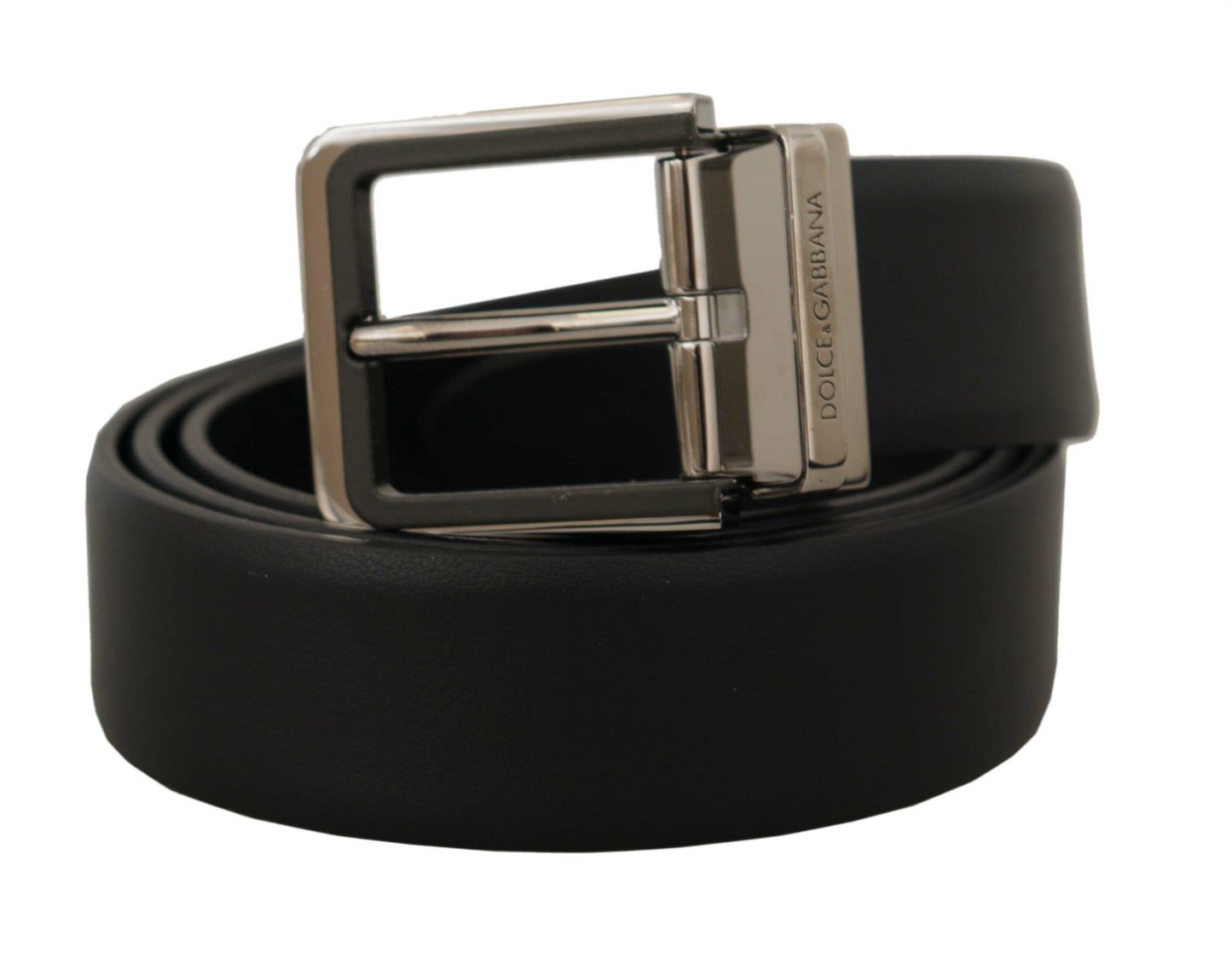 Dolce & Gabbana Elegant Black Leather Belt with Metal Buckle