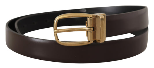 Dolce &amp; Gabbana Ceinture à boucle en métal doré en cuir de veau marron