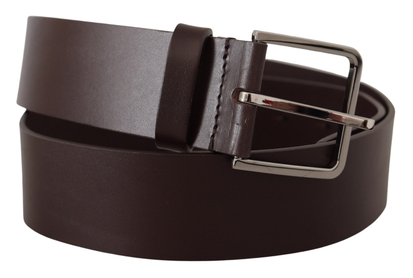 Dolce &amp; Gabbana Ceinture à boucle en métal avec logo en cuir de veau massif marron