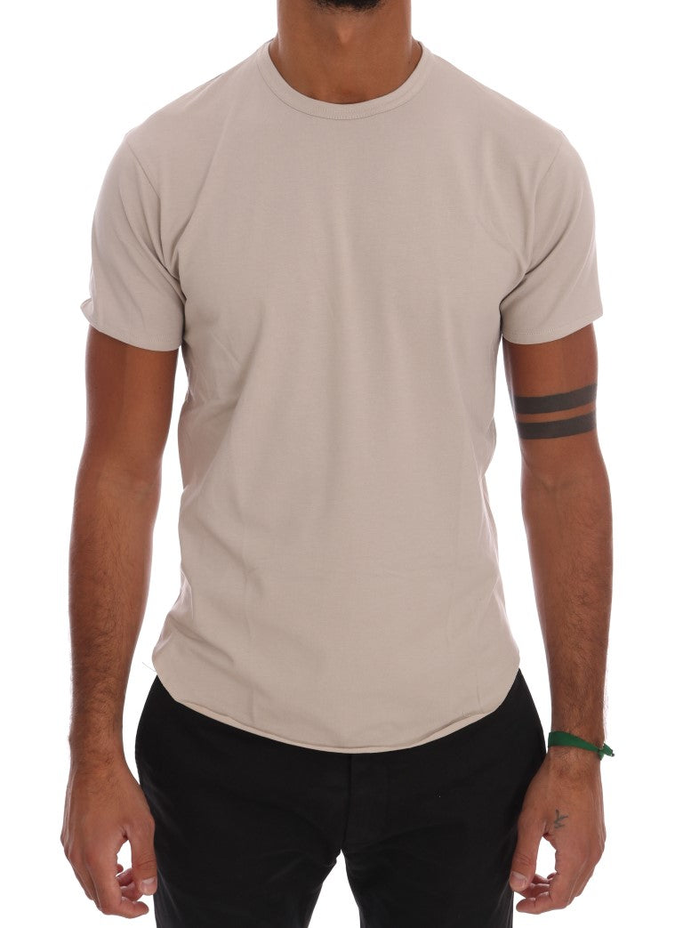 Daniele Alessandrini T-shirt col rond stretch en coton beige