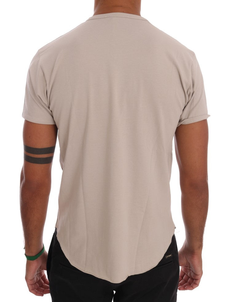 Daniele Alessandrini T-shirt col rond stretch en coton beige