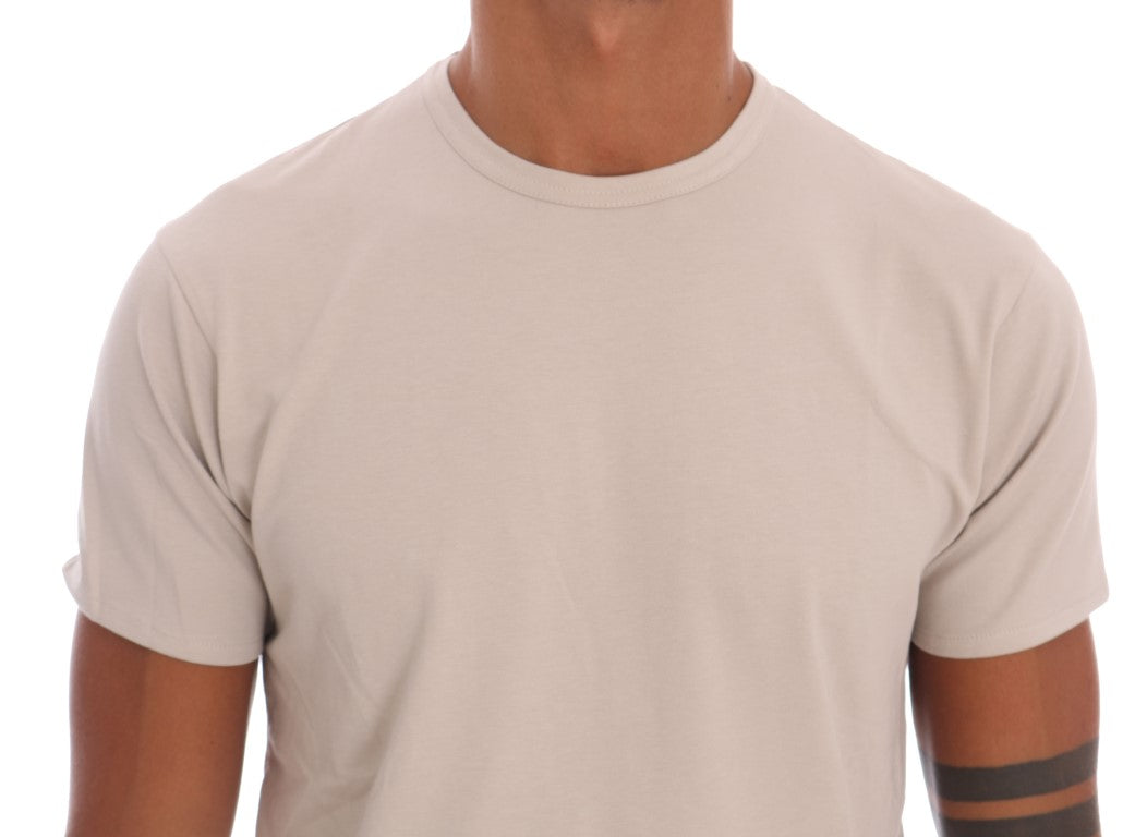 Daniele Alessandrini T-shirt col rond stretch en coton beige