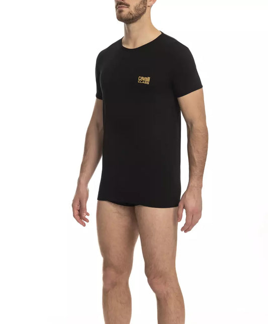 T-shirt en coton noir de classe Cavalli