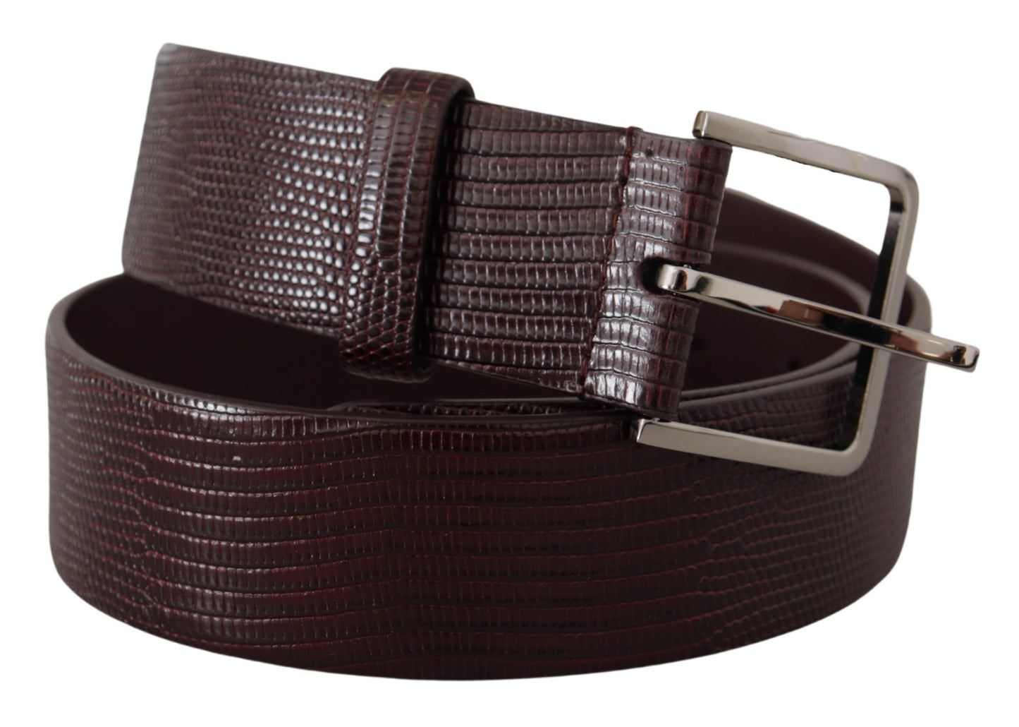 Dolce &amp; Gabbana Ceinture en cuir de veau marron foncé avec logo argenté et boucle en métal