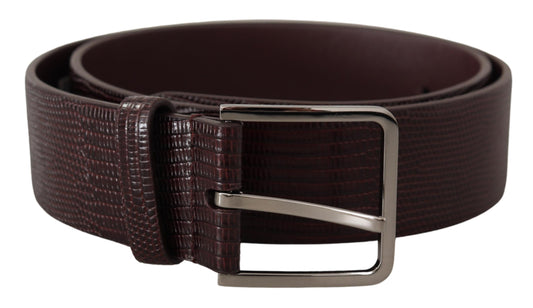 Dolce &amp; Gabbana Ceinture en cuir de veau marron foncé avec logo argenté et boucle en métal