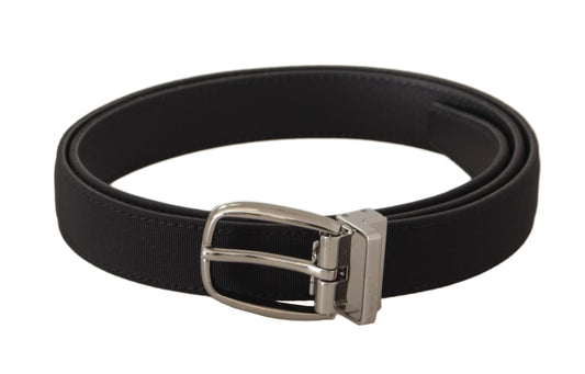 Dolce &amp; Gabbana Ceinture en métal avec logo argenté en toile de veau noire