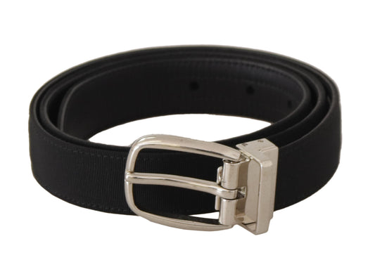 Ceinture Dolce &amp; Gabbana Cuir de veau noir Boucle en métal argenté