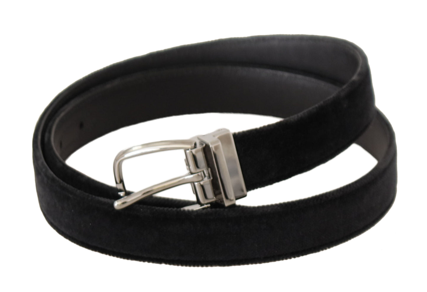 Dolce &amp; Gabbana Ceinture à boucle en métal avec logo argenté en velours noir