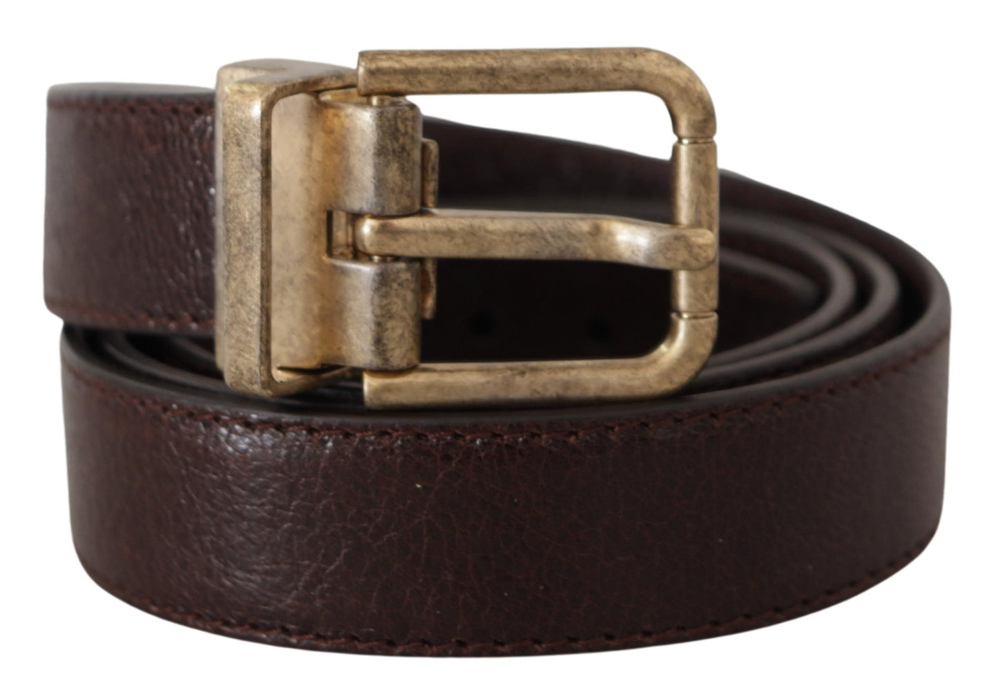 Dolce &amp; Gabbana Ceinture à boucle en métal avec logo vintage en cuir de veau marron