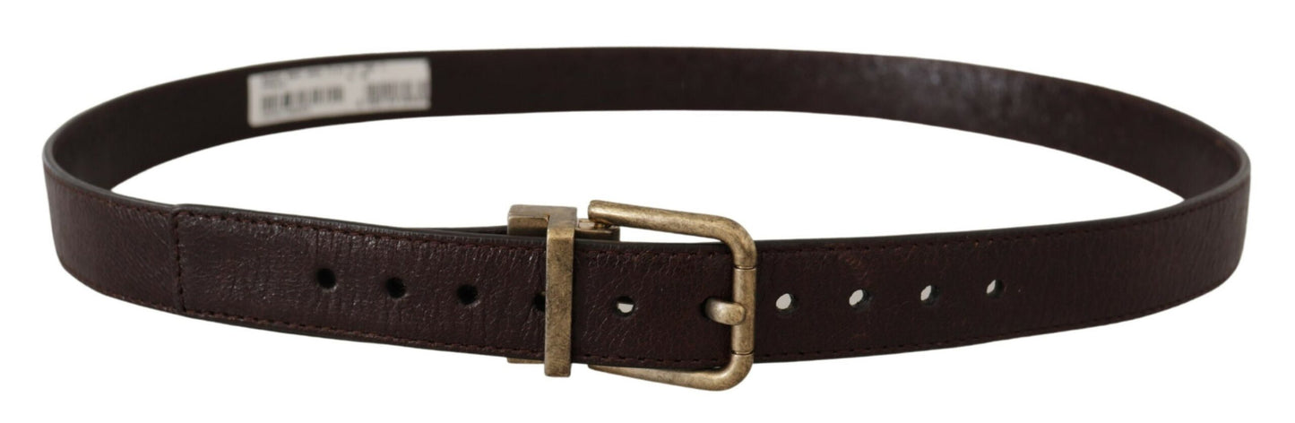 Dolce &amp; Gabbana Ceinture à boucle en métal avec logo vintage en cuir de veau marron