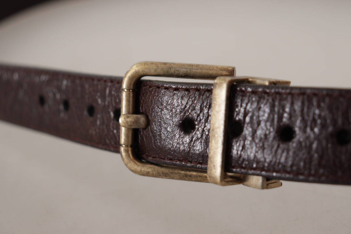 Dolce &amp; Gabbana Ceinture à boucle en métal avec logo vintage en cuir de veau marron