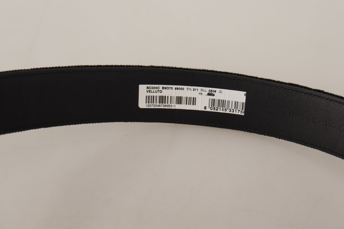 Dolce &amp; Gabbana Ceinture à boucle en métal gravé avec logo argenté en velours noir