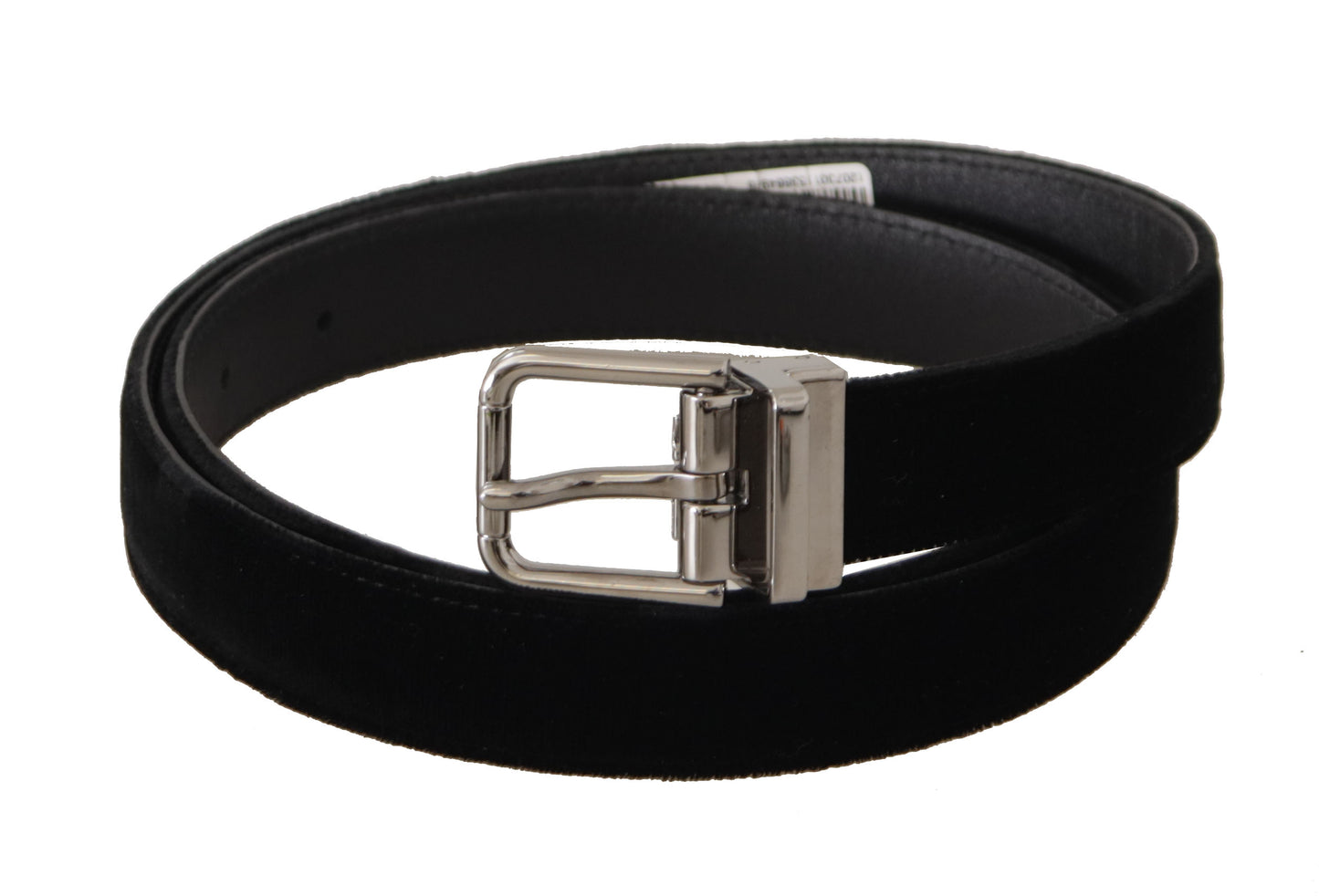 Dolce &amp; Gabbana Ceinture à boucle en métal avec logo argenté en velours noir