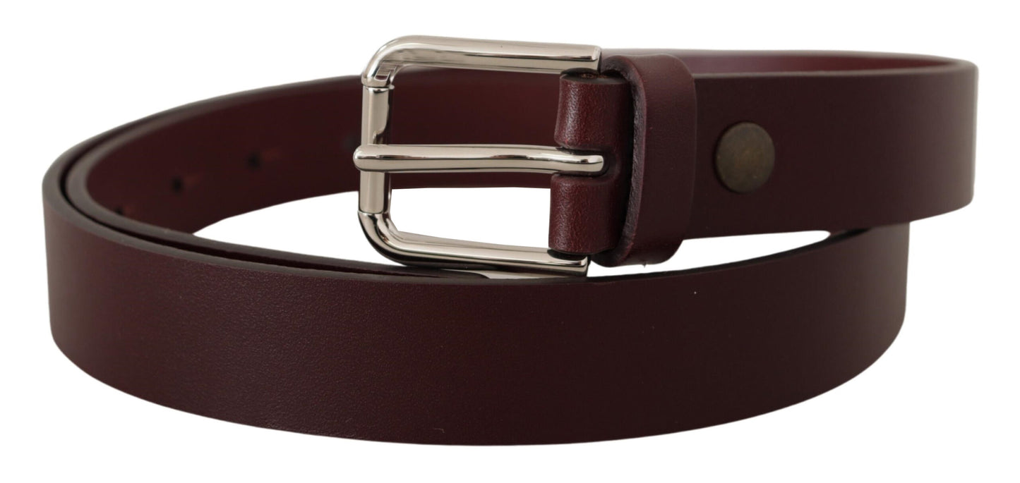 Dolce &amp; Gabbana Ceinture à boucle en métal argenté en cuir de veau marron