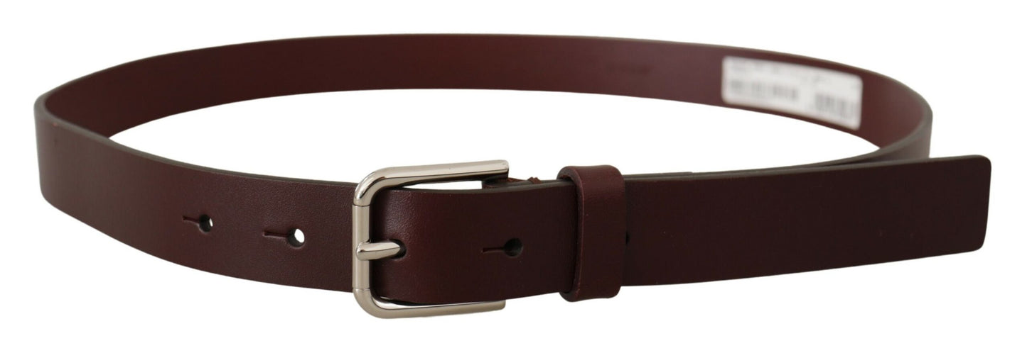 Dolce &amp; Gabbana Ceinture à boucle en métal argenté en cuir de veau marron