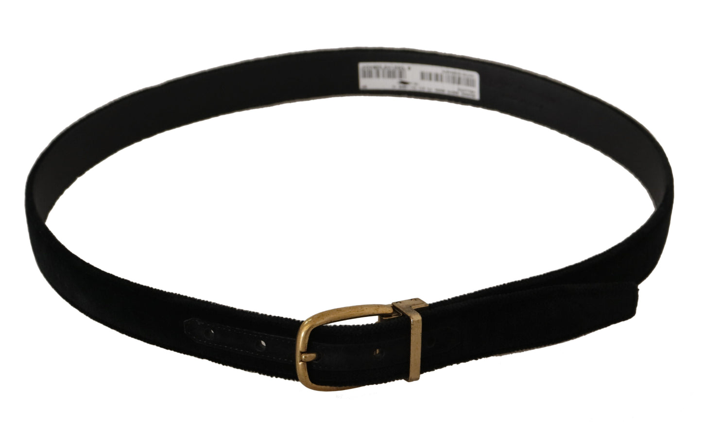 Dolce &amp; Gabbana Ceinture à boucle en métal doré en cuir velours noir