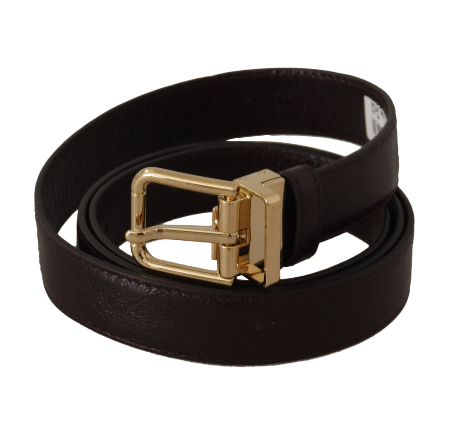 Dolce &amp; Gabbana Ceinture à boucle en métal doré en cuir marron