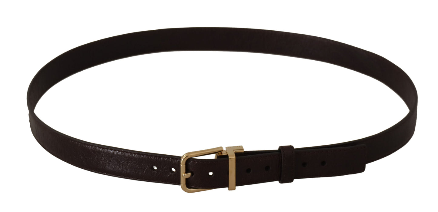 Dolce &amp; Gabbana Ceinture à boucle en métal doré en cuir marron