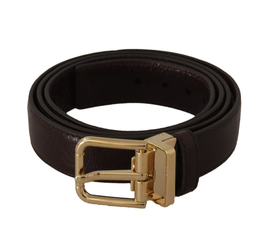 Dolce &amp; Gabbana Ceinture à boucle en métal doré en cuir marron