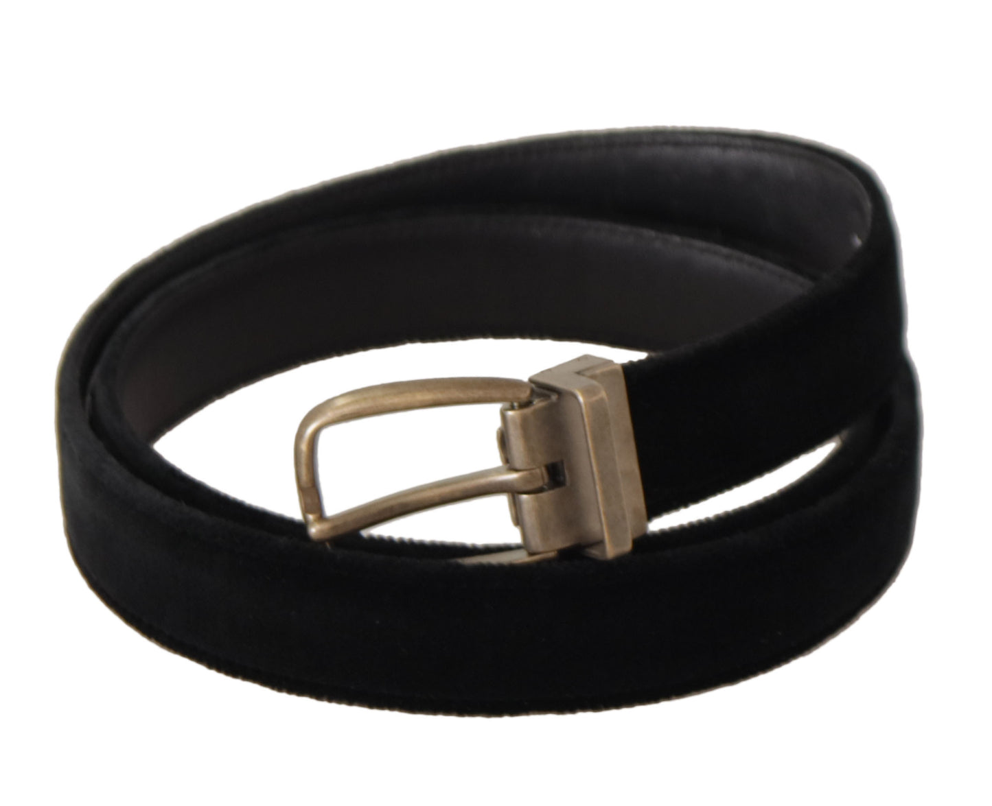 Dolce &amp; Gabbana Ceinture noire à boucle en métal doré en velours Alta Sartoria