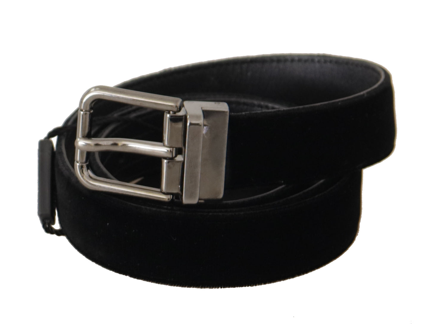 Dolce &amp; Gabbana Ceinture à boucle en métal argenté en coton noir