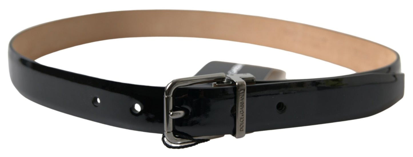 Dolce &amp; Gabbana Ceinture en cuir de veau noir avec boucle en métal pour homme