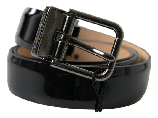 Dolce &amp; Gabbana Ceinture en cuir de veau noir avec boucle en métal pour homme