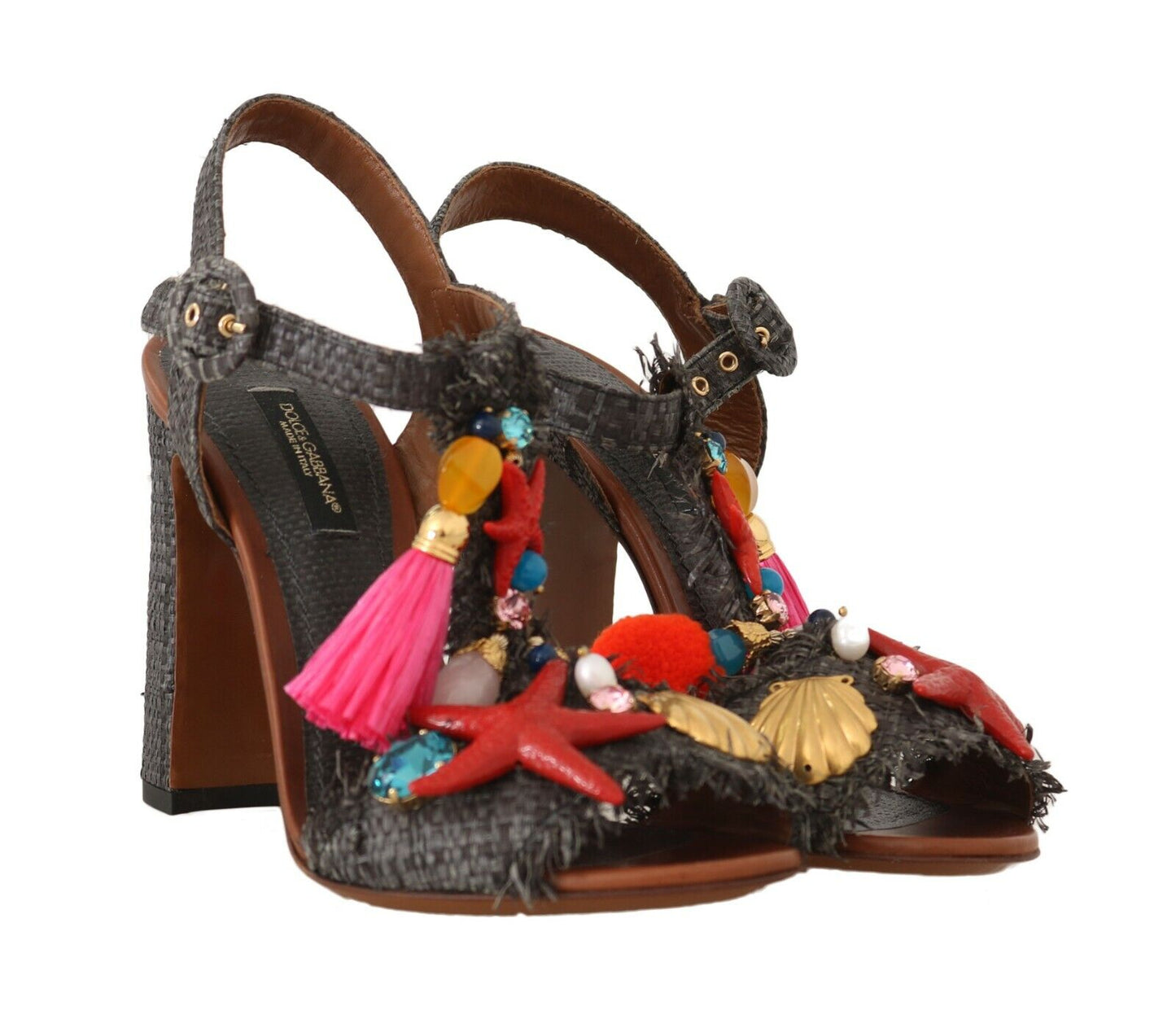 Dolce &amp; Gabbana Sandales MARINA Sea Star en paille grise