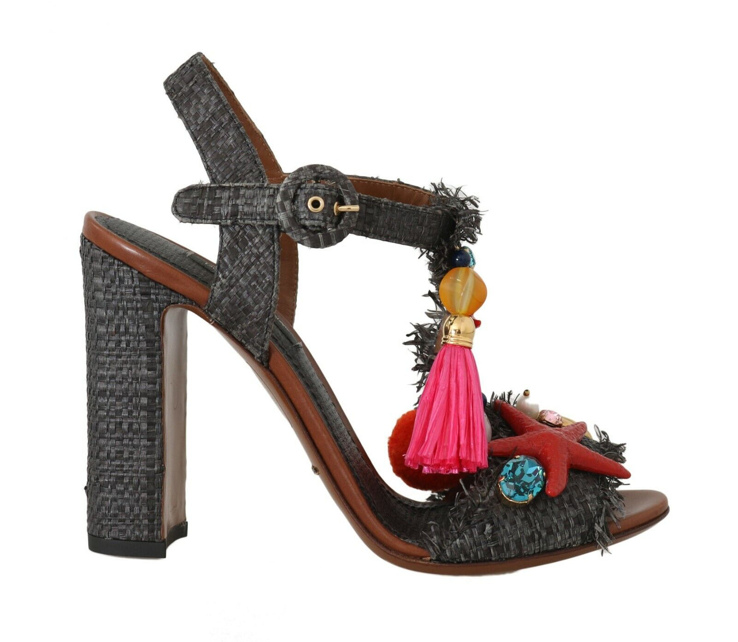 Dolce &amp; Gabbana Sandales MARINA Sea Star en paille grise