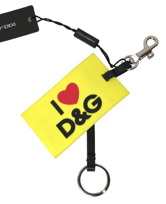 Porte-clés en laiton doré avec logo DG en silicone jaune Dolce &amp; Gabbana