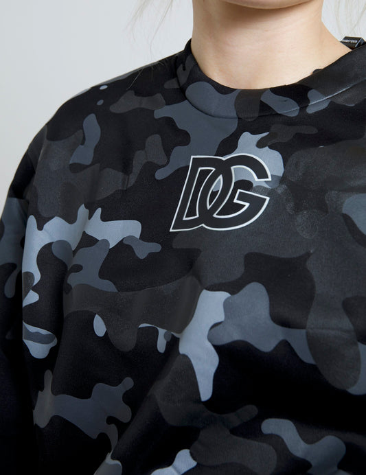 Dolce &amp; Gabbana Pull sweat-shirt à col rond camouflage noir