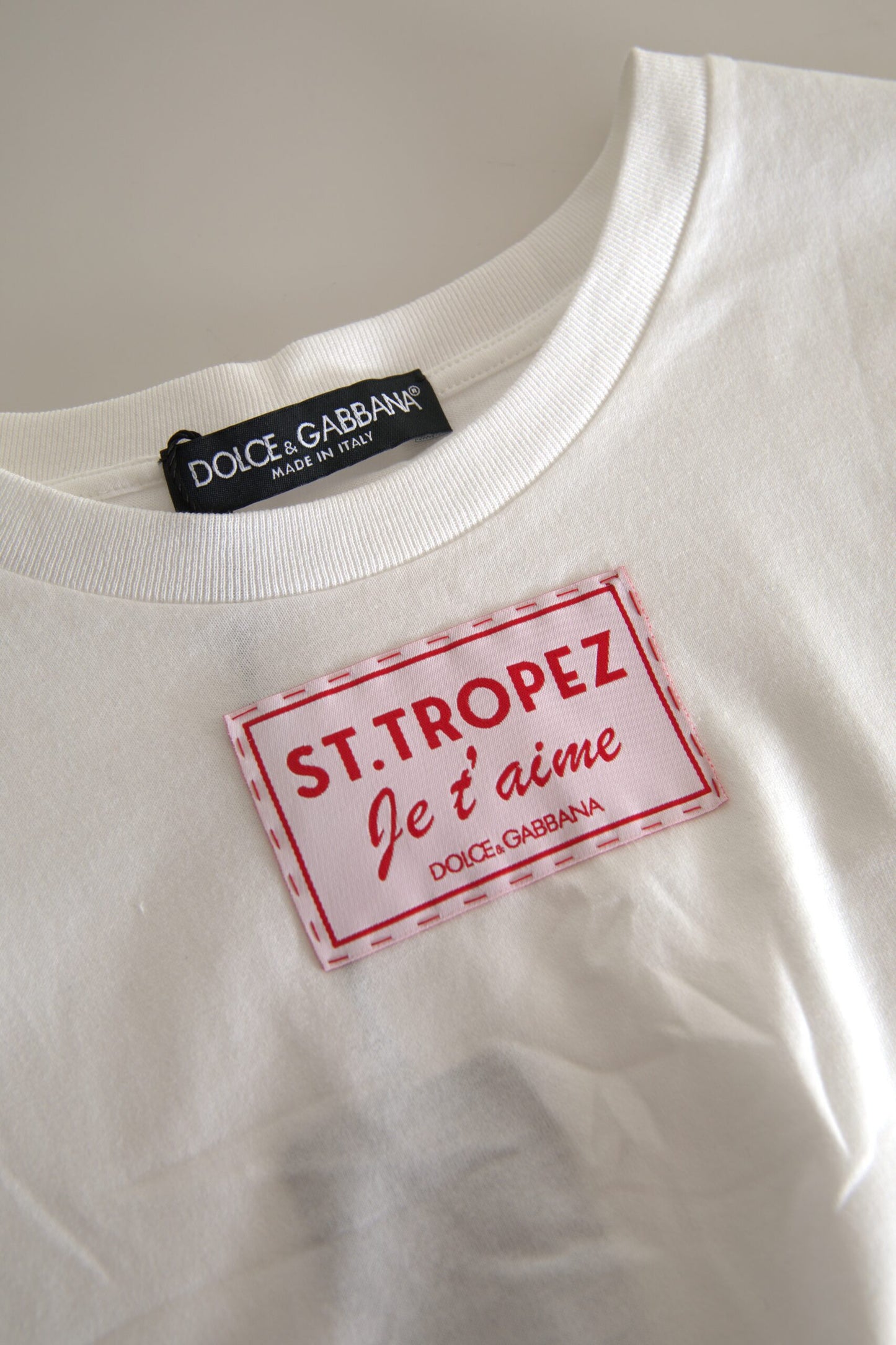 Dolce &amp; Gabbana T-shirt débardeur à col rond en coton blanc St. Tropez