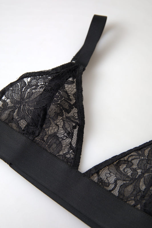 Dolce &amp; Gabbana Sous-vêtements de soutien-gorge extensible en nylon et dentelle florale noire