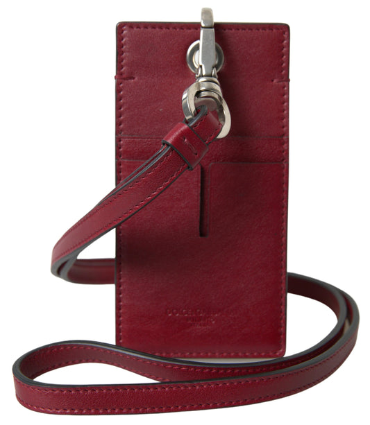 Dolce &amp; Gabbana Porte-cartes fin avec logo en cuir rouge pour homme