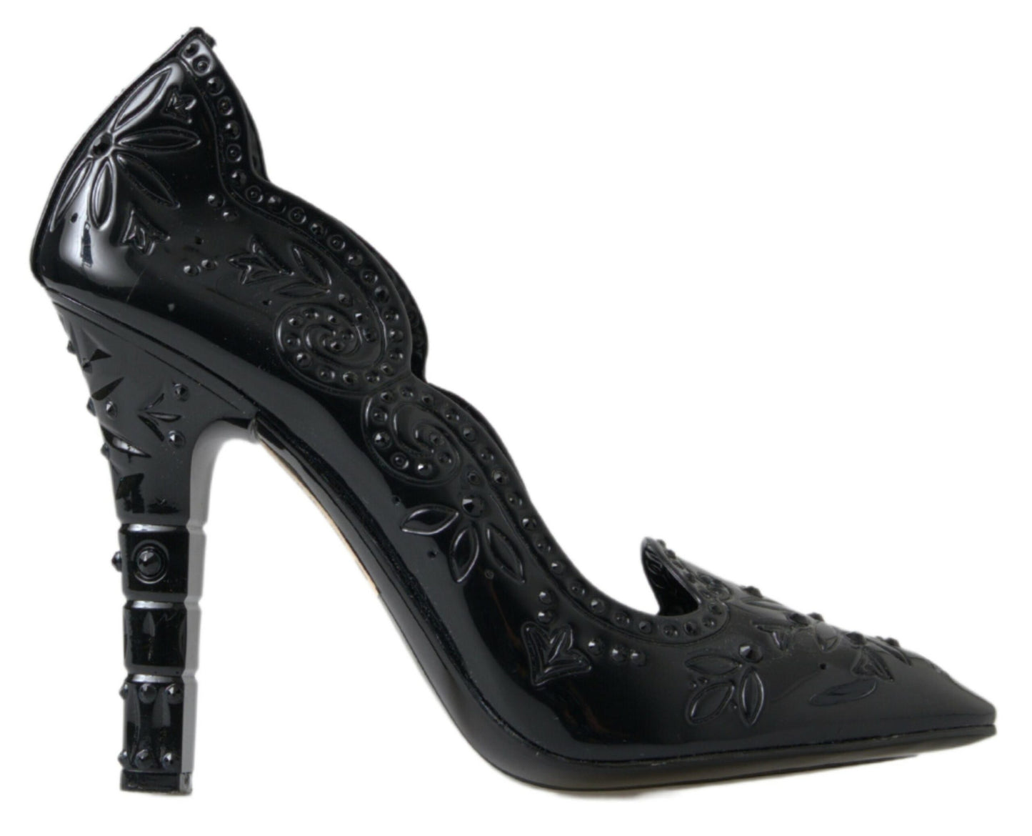 Dolce &amp; Gabbana Chaussures à talons en cristal floral noir CINDERELLA