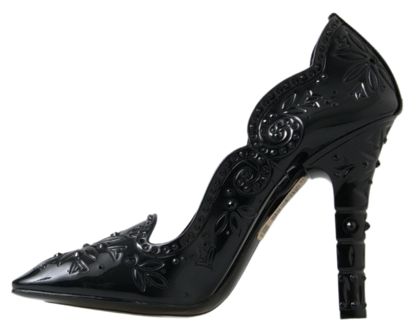 Dolce &amp; Gabbana Chaussures à talons en cristal floral noir CINDERELLA