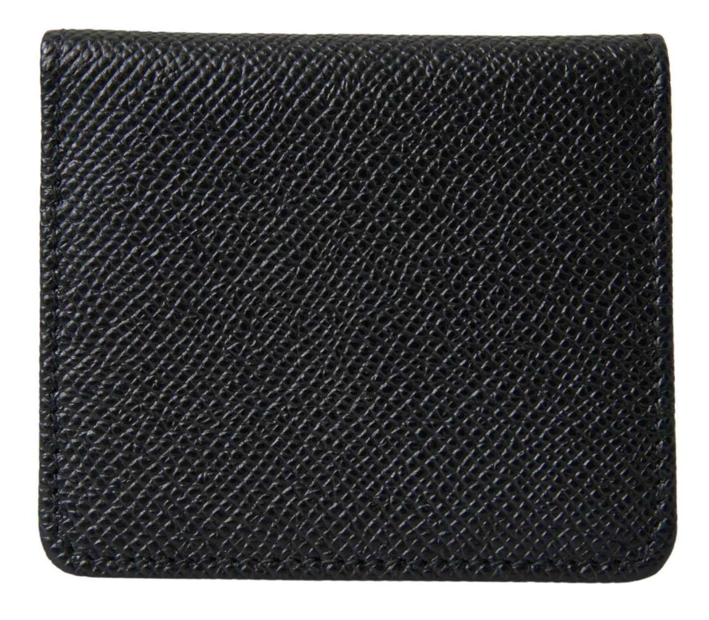 Dolce &amp; Gabbana Bifold-Geldbörse aus schwarzem strukturiertem Leder mit Logo