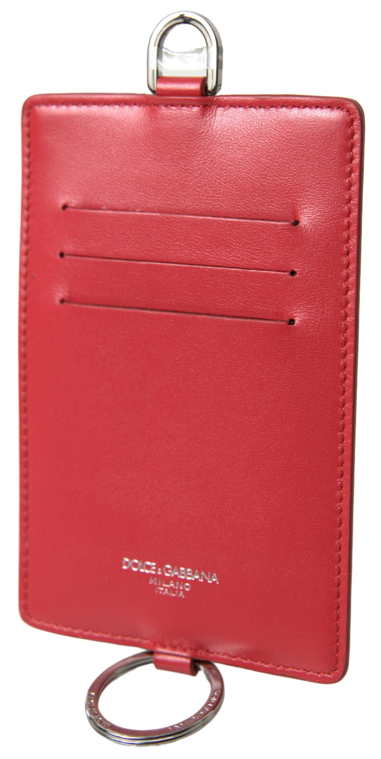 Dolce &amp; Gabbana Porte-cartes avec lanière en cuir rouge pour hommes