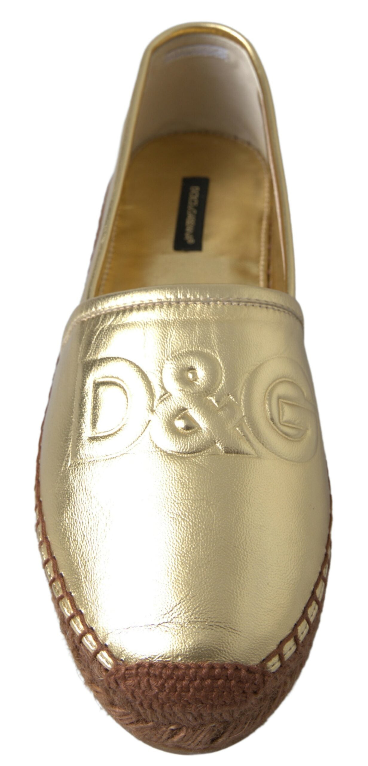 Dolce &amp; Gabbana Mocassins D&amp;G en cuir doré Chaussures espadrilles plates