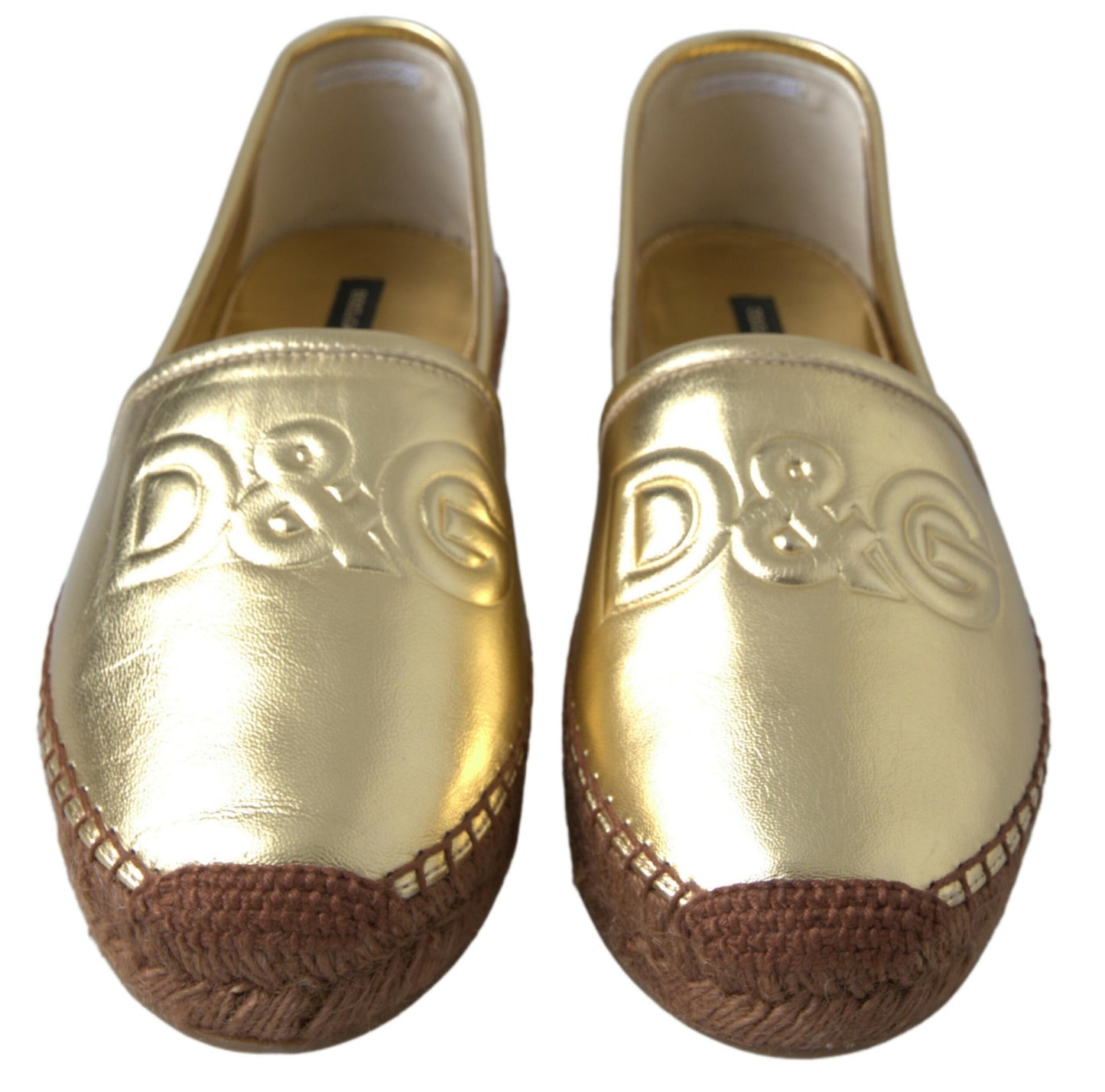 Dolce &amp; Gabbana Mocassins D&amp;G en cuir doré Chaussures espadrilles plates