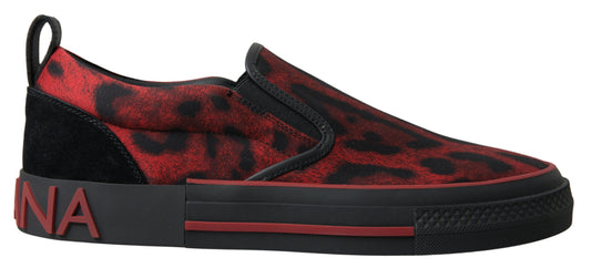 Dolce &amp; Gabbana rot-schwarze Leoparden-Loafer-Sneaker-Schuhe