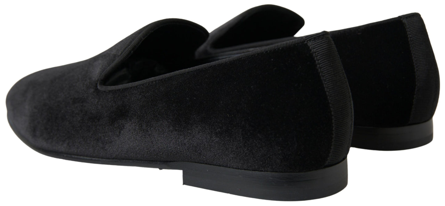 Dolce &amp; Gabbana Mocassins en velours noirs Chaussures formelles