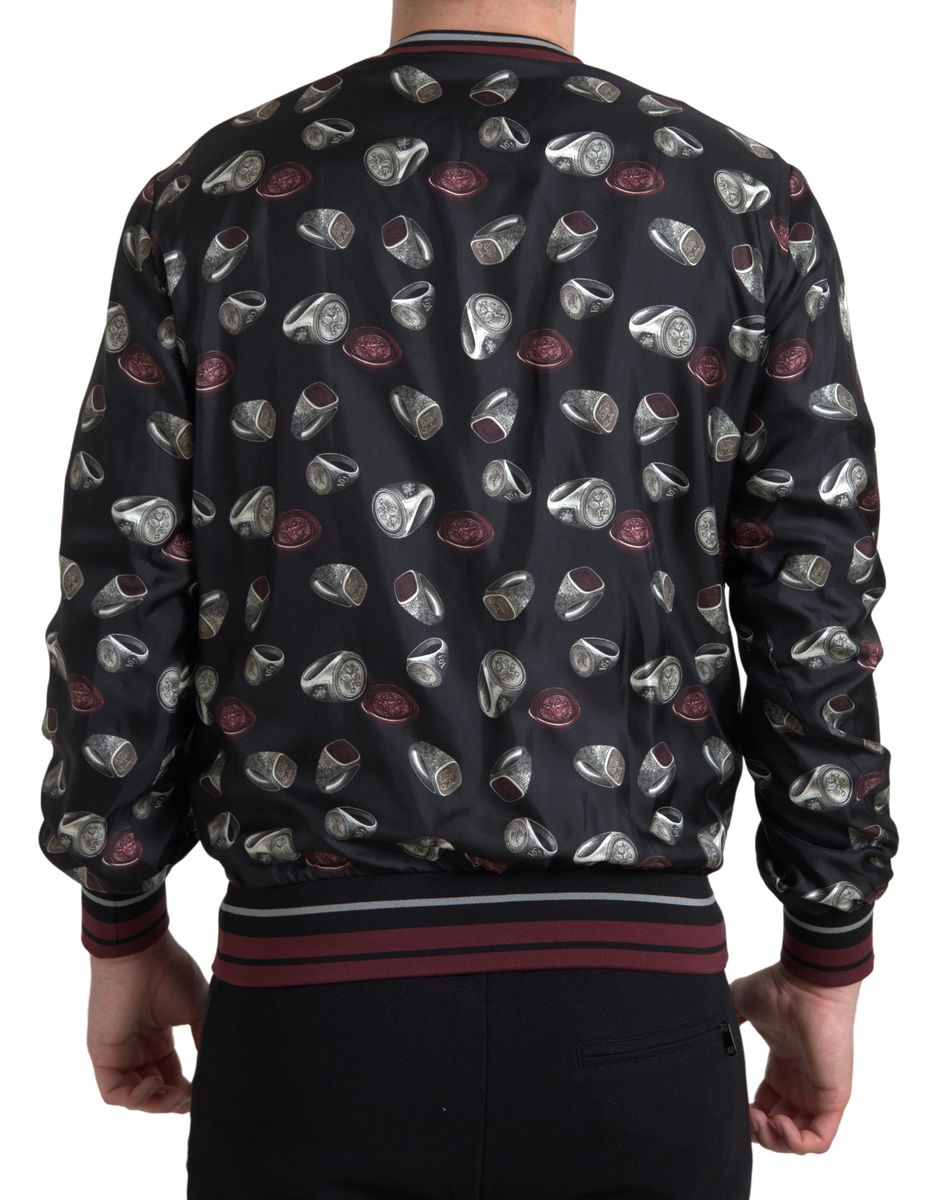 Dolce & Gabbana Elegant Silk Crewneck Pullover - Black Multicolor