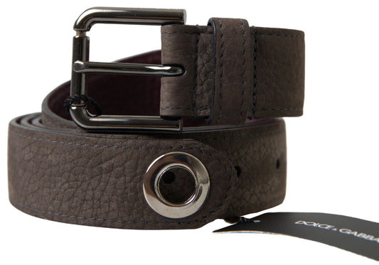 Dolce &amp; Gabbana Ceinture Cintura en cuir marron avec boucle en métal pour hommes