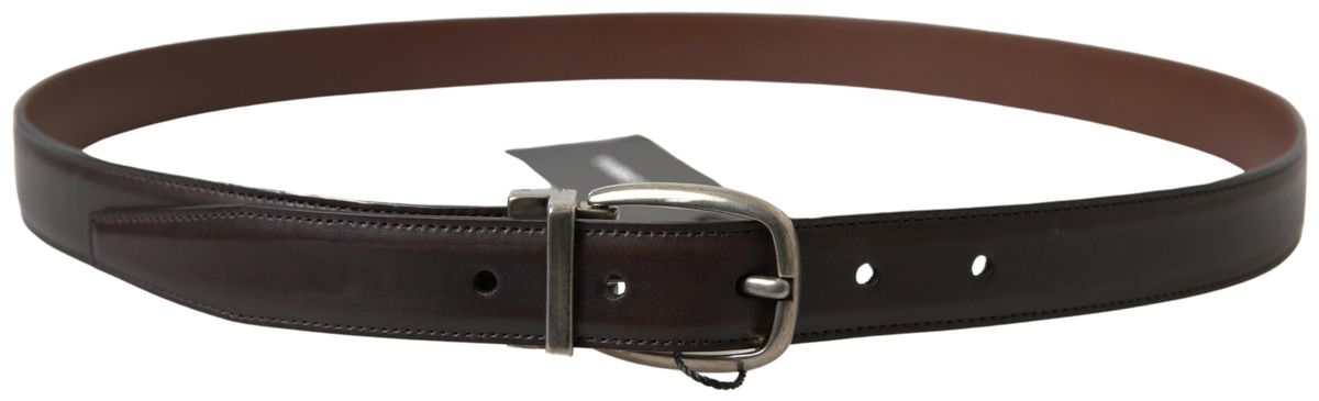 Dolce &amp; Gabbana Ceinture Cintura en cuir marron avec boucle en métal pour hommes