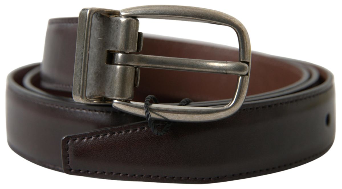 Dolce &amp; Gabbana Ceinture Cintura en cuir marron avec boucle en métal pour hommes