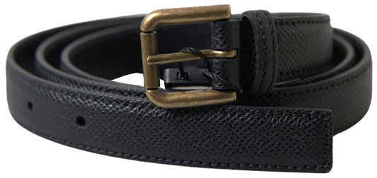 Dolce &amp; Gabbana Ceinture en cuir noir avec boucle en métal doré pour homme