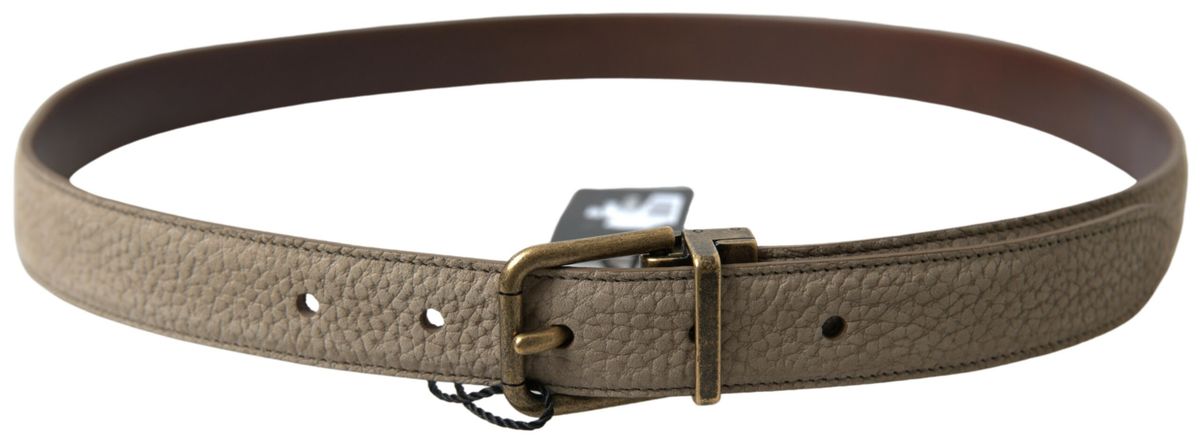 Dolce &amp; Gabbana Ceinture en cuir beige avec boucle en métal doré pour homme