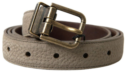 Dolce &amp; Gabbana Ceinture en cuir beige avec boucle en métal doré pour homme